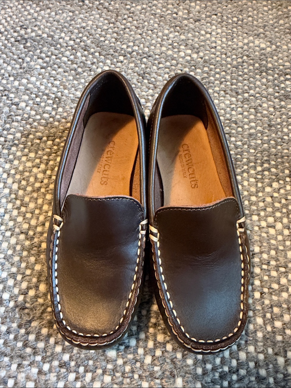 Crewcuts Kids Dark Brown Leather Slip-On Loafers